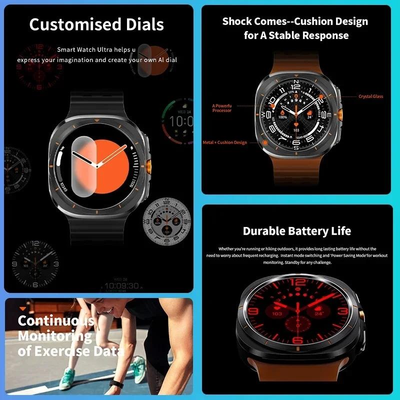 For Samsung New Galaxy Watch 7 Ultra GPS Trackr NFC Smart Watch Men Custom Dial 460*460 AMOLED Bluetooth call Sport Smartwatchs