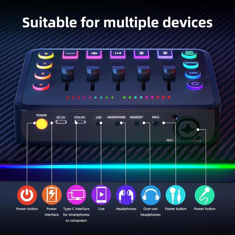 Podcast Equipment Bundle Includes Audio Mixer and BM800 Microphone, Ideal for Video Production, Live Streaming, Gaming voiceovers. Compatible with Various Operating Systems and Software