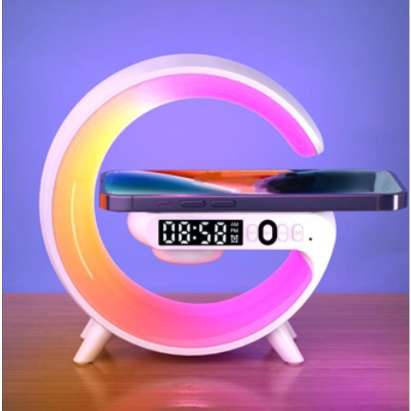 [Black Friday] RGB Night Light Lamp Multifunctional Wireless Audio Speaker, Multifunctional Wireless Speaker with Alarm Clock, Rechargeable Speaker, Wireless Charger Station for Smartphone