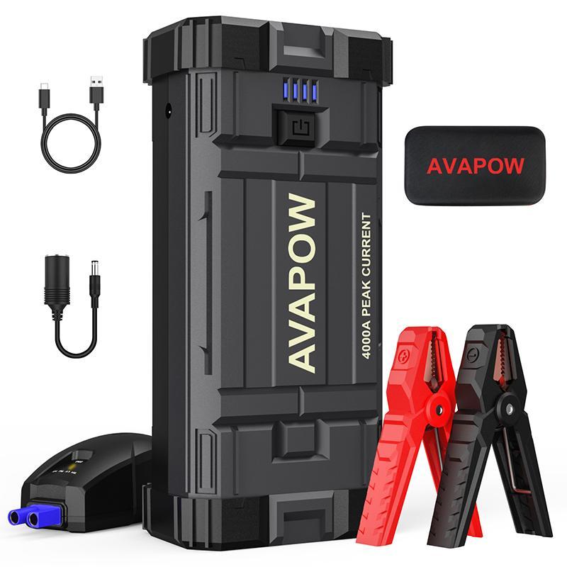 4000Ax2 Peak Battery Jump Starter (for All Gas or Up to 10L Diesel), Portable Battery Booster Power Pack, USB Quick Charge 3.0+PD 60W Fast Charging Lithium Jump Starters Charger Pack