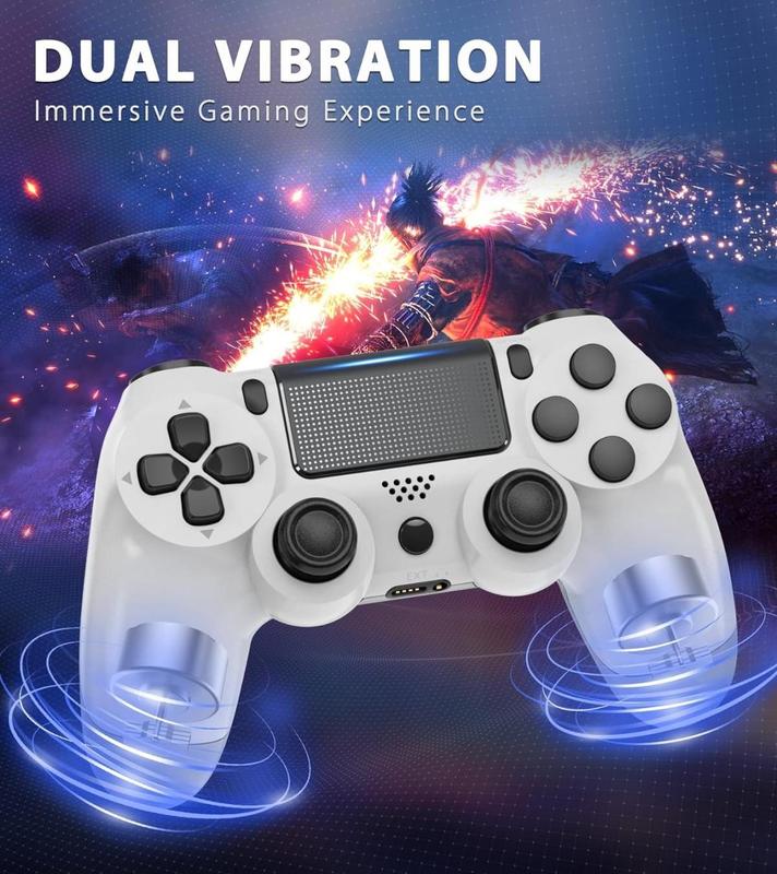 PS4 Black Wireless Controller for PS4 Slim Professional PC with USB Cable 1000mAh Battery Dual Vibration 6-Axis Multi-Touchpad Shared Buttons, Ergonomic Design