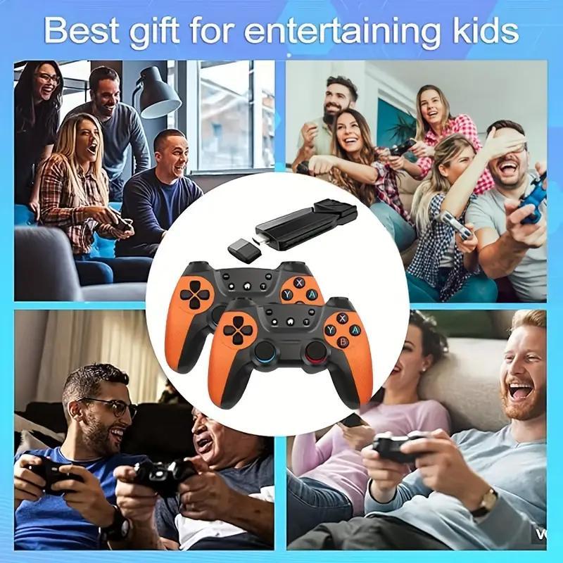 Retro Game Stick, Retro Play Plug And Play Video Games Stick 9 Emulators, 4K HDTV Output, Premium Competitive Dual Controllers With 393.7inch Range - 360 Precise Joystick +plug-and-play+ Faux Snake Skin Anti-Slip Design, Ultimate Gaming Experience