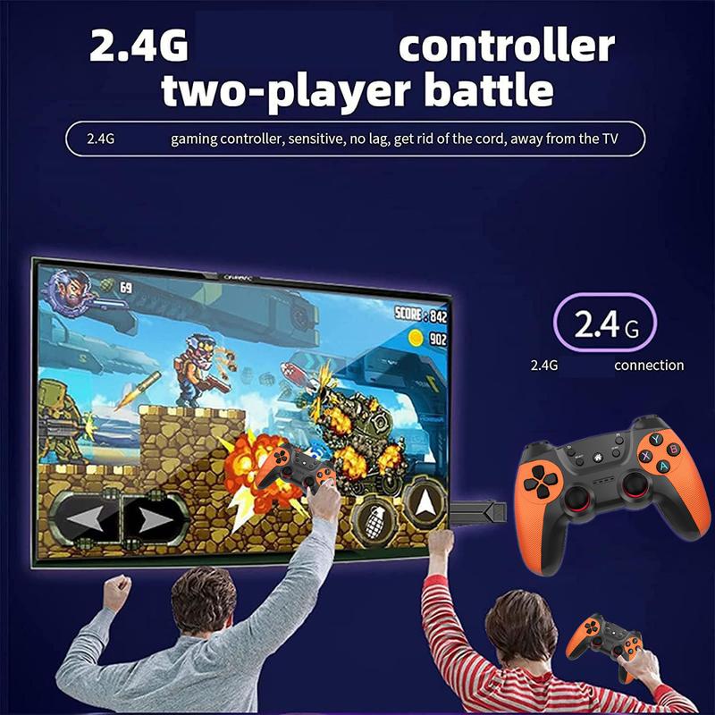 Retro Game Stick, Retro Play Plug And Play Video Games Stick 9 Emulators, 4K HDTV Output, Premium Competitive Dual Controllers With 393.7inch Range - 360 Precise Joystick +plug-and-play+ Faux Snake Skin Anti-Slip Design, Ultimate Gaming Experience