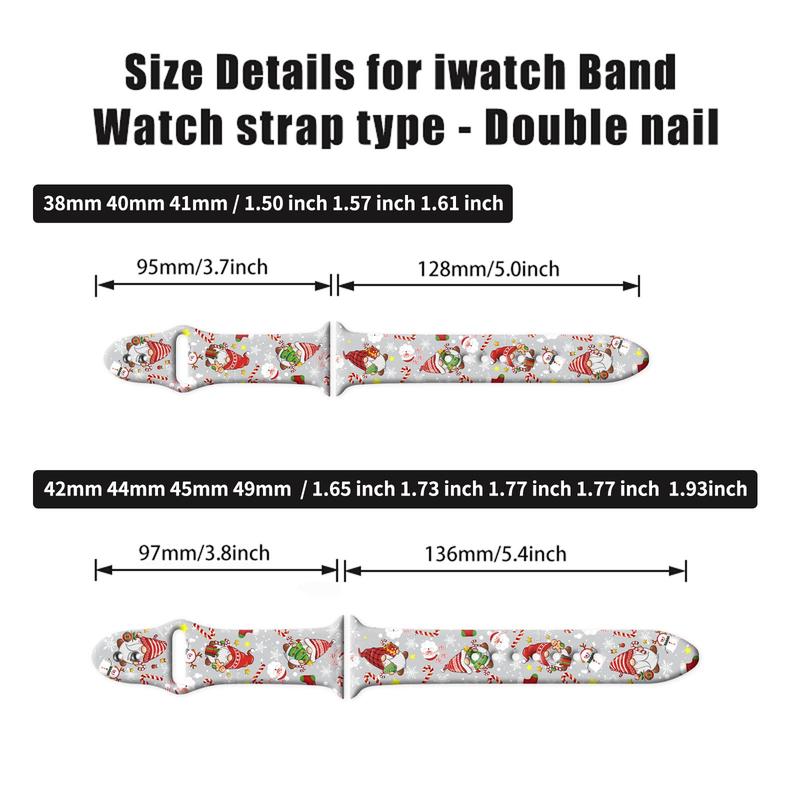 Christmas Themed Watch Band, 1 Count Waterproof & Sweat-proof Watch Band for Apple Watch 1 2 3 4 5 6 7 8 9 10 SE Ultra, Personalized Soft Silicone Watch Band