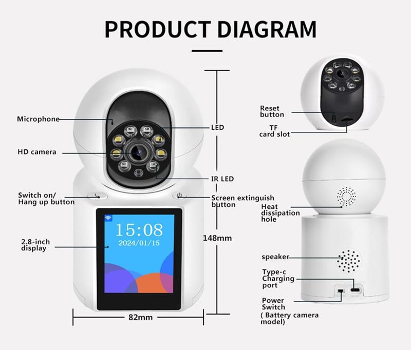 Video Call Security Indoor Camera - 2K Night Vision,Motion Detection,, Two-Way Audio,  Remote Access wireless camera human detection indoor security