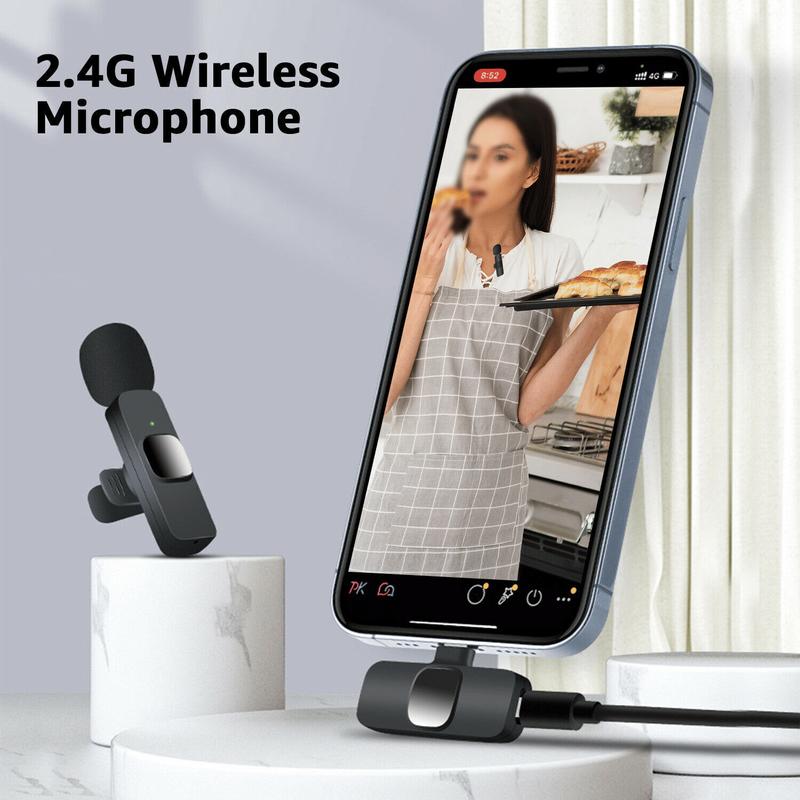 Wireless Lavalier Lapel Microphone for iPhone 15 Series Android Computer - Bluetooth Mini Phone Microphones for Video Recording - 2 Clip on Mics with USB C Interface for Tiktok YouTube Vlog