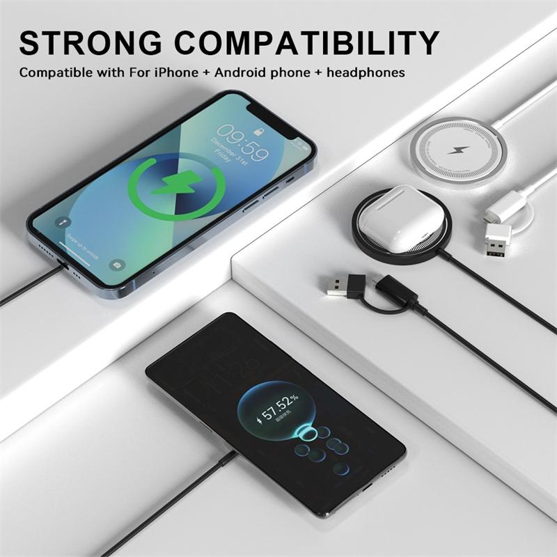 30W Magnetic Wireless Charger For iPhone 16 15 14 13 12 Pro Max Samsung Galaxy S24 S23 S22 Ultra USB Type C Fast Charging Phone Fast Charger Cable Electronic Smartphone Accessories