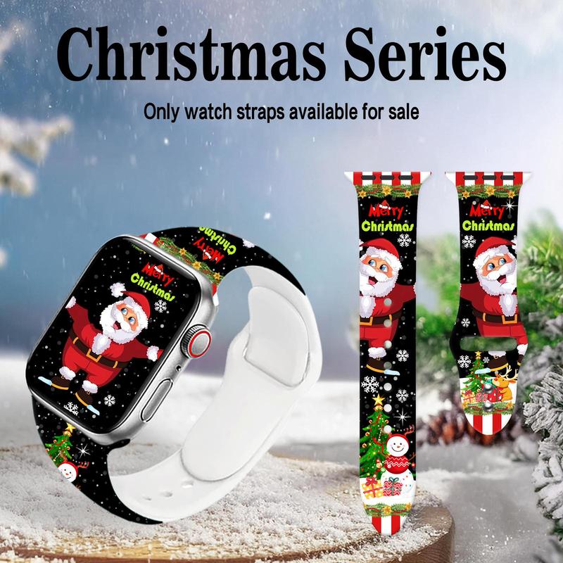 Christmas Themed Watch Band, 1 Count Waterproof & Sweat-proof Watch Band for Apple Watch 1 2 3 4 5 6 7 8 9 10 SE Ultra, Personalized Soft Silicone Watch Band