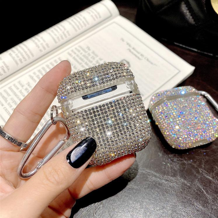 Premium AirPods Diamond Case with Keychain, Sparkly Rhinestone Protective Bling Cover Compatible with AirPods Charging Case 2 & 1& PRO