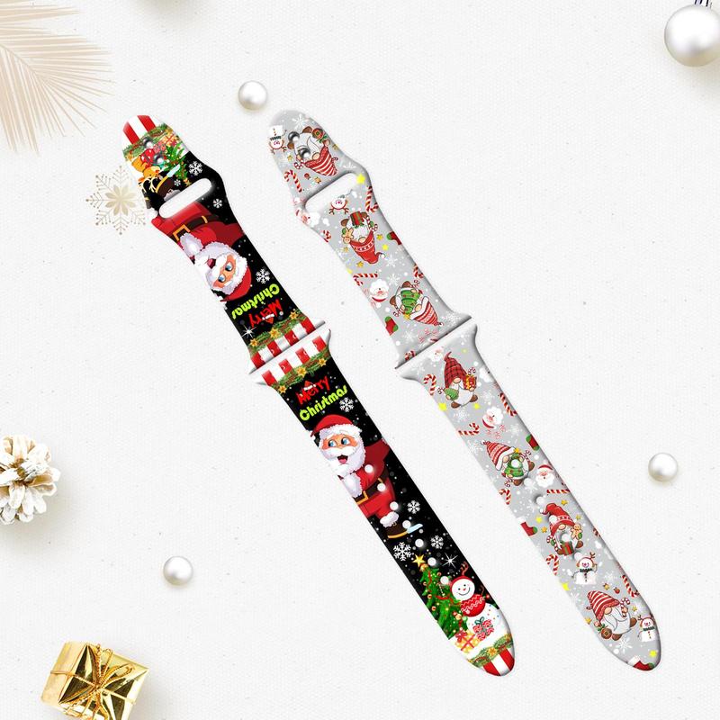 Christmas Themed Watch Band, 1 Count Waterproof & Sweat-proof Watch Band for Apple Watch 1 2 3 4 5 6 7 8 9 10 SE Ultra, Personalized Soft Silicone Watch Band