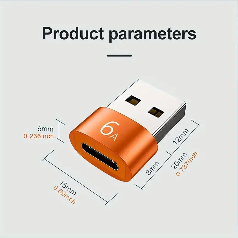 6A Fast Transfer Type-C to USB Adapter, 1 Count OTG Adapter, PD Adapter, Phone Type-C Charging Adapter for Samsung, Huawei, Android Phone, Laptop, Earphones