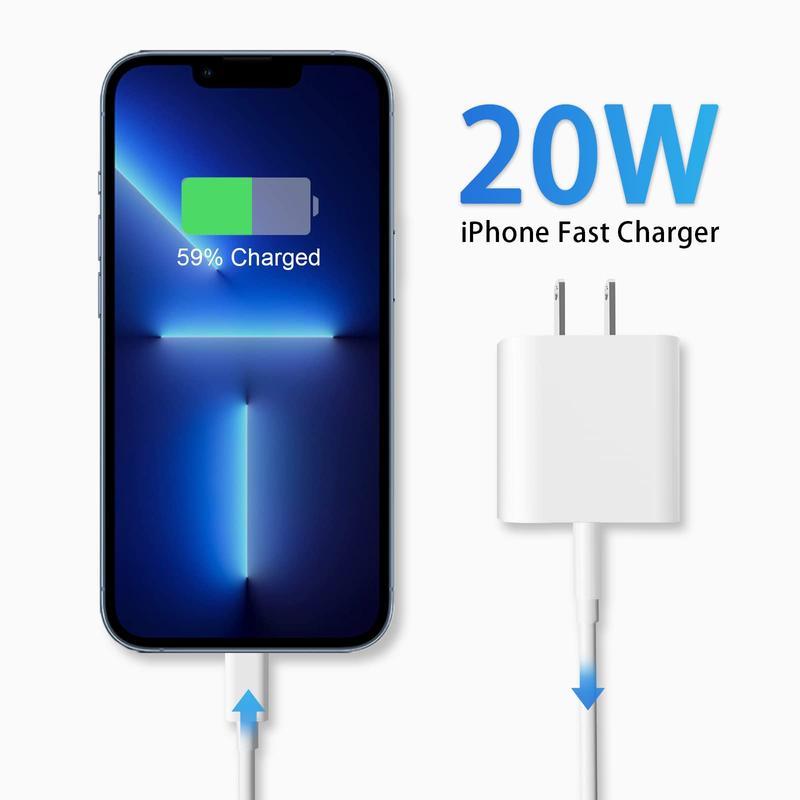 EETTVEKD Fast Charging Charger & Cable Set, 2 Counts Type C Wall Charger Block with 2 Counts Cable, USB C Cable for iPhone 14 13 12 11, AirPods Pro