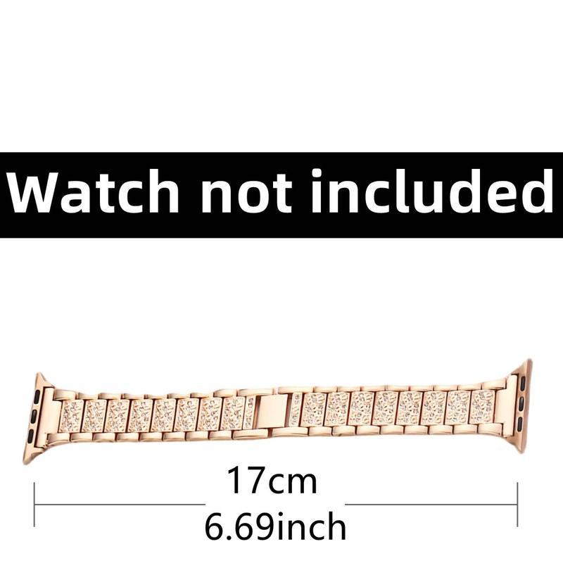 Rhinestone Decor Watch Band (Band Only), Smart Watch Replacement Watchband, Fashion Wearable Accessories Compatible with Apple Watch Ultra Se 8 7 6 5 4 3 2 1