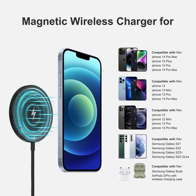 30W Magnetic Wireless Charger For iPhone 16 15 14 13 12 Pro Max Samsung Galaxy S24 S23 S22 Ultra USB Type C Fast Charging Phone Fast Charger Cable Electronic Smartphone Accessories