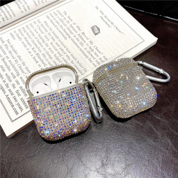 Premium AirPods Diamond Case with Keychain, Sparkly Rhinestone Protective Bling Cover Compatible with AirPods Charging Case 2 & 1& PRO