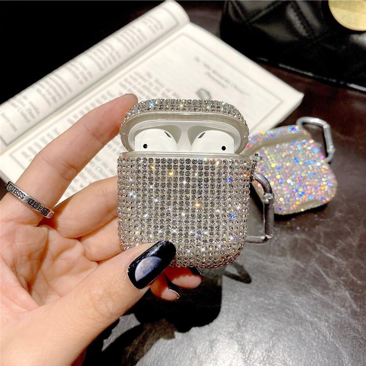 Premium AirPods Diamond Case with Keychain, Sparkly Rhinestone Protective Bling Cover Compatible with AirPods Charging Case 2 & 1& PRO