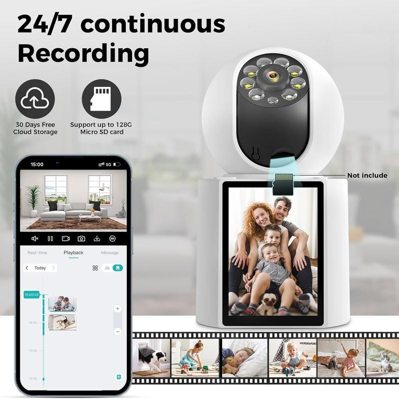 Video Call Security Indoor Camera - 2K Night Vision,Motion Detection,, Two-Way Audio,  Remote Access wireless camera human detection indoor security