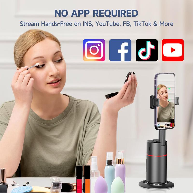 Auto Face Tracking Video Gimbal, 360° Rotation Body Camera Phone Stabilizer, Smart Tracking Video Stabilizer for Vlog, Phone Accessories