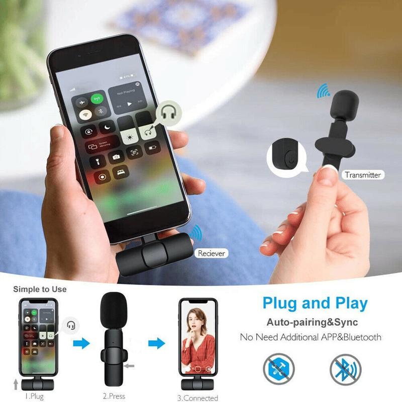 Wireless Lavalier Lapel Microphone for iPhone 15 Series Android Computer - Bluetooth Mini Phone Microphones for Video Recording - 2 Clip on Mics with USB C Interface for Tiktok YouTube Vlog