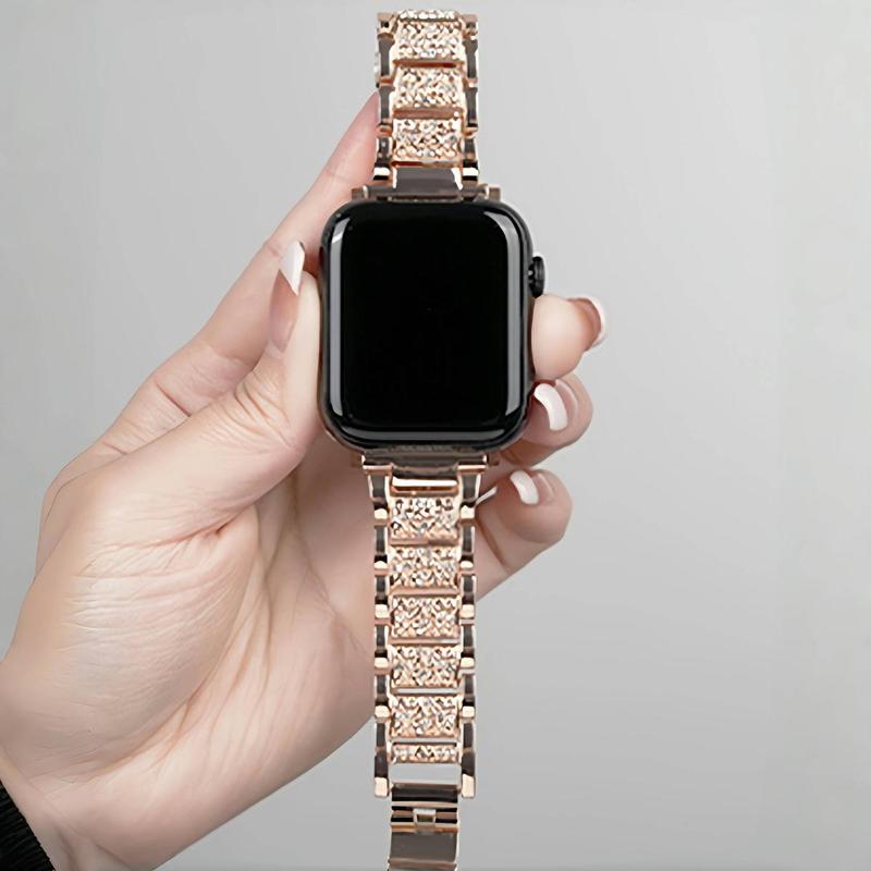 Rhinestone Decor Watch Band (Band Only), Smart Watch Replacement Watchband, Fashion Wearable Accessories Compatible with Apple Watch Ultra Se 8 7 6 5 4 3 2 1