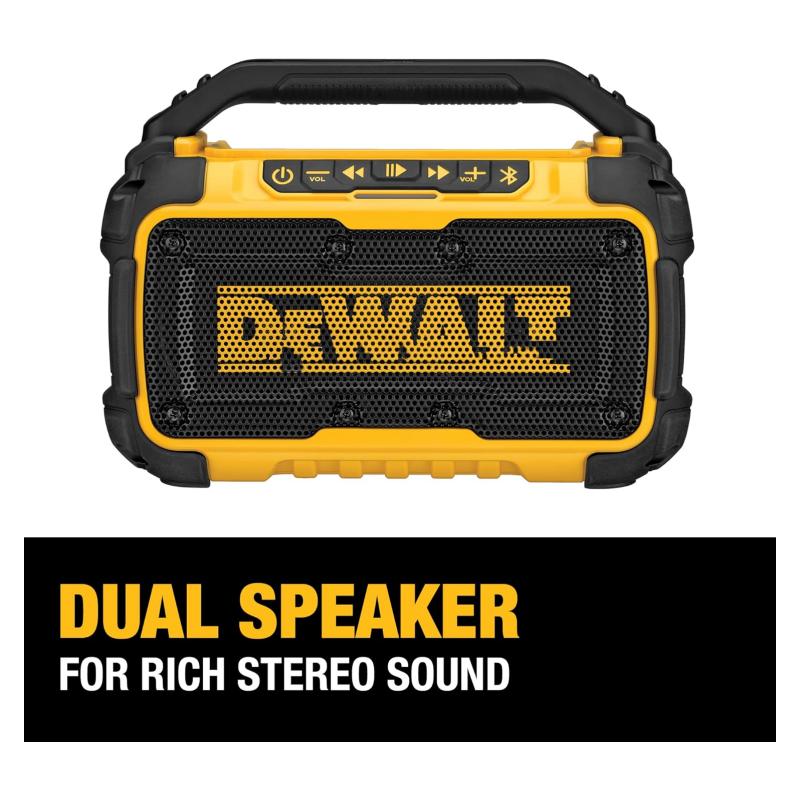 20V MAX Bluetooth speaker, 100-foot range, durable, suitable for worksite use, with phone stand Wireless Connection  Handy Stereo