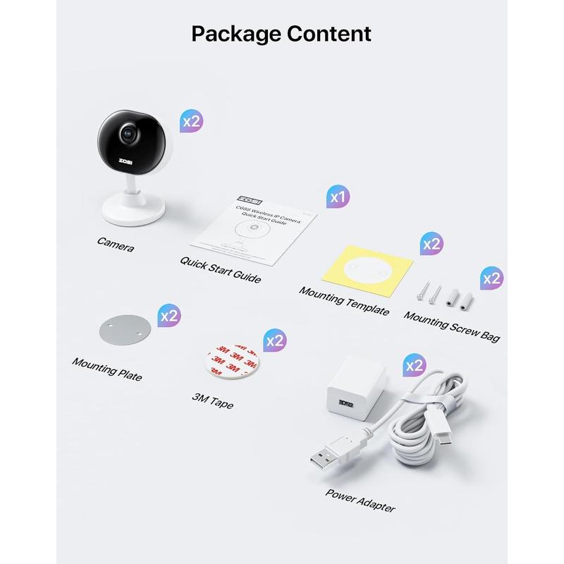 [BlackFriday] ZOSI Indoor Security Camera, 2Pack 1080P Home WiFi Camera with Phone App, Smart Motion Detection, 2 Way Audio, Night Vision, C688, SD Card Cloud Storage, Works with Alexa, Plug-in wifi  security camera