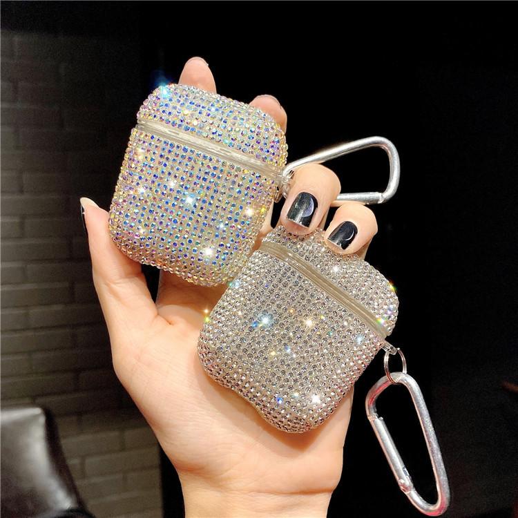 Premium AirPods Diamond Case with Keychain, Sparkly Rhinestone Protective Bling Cover Compatible with AirPods Charging Case 2 & 1& PRO