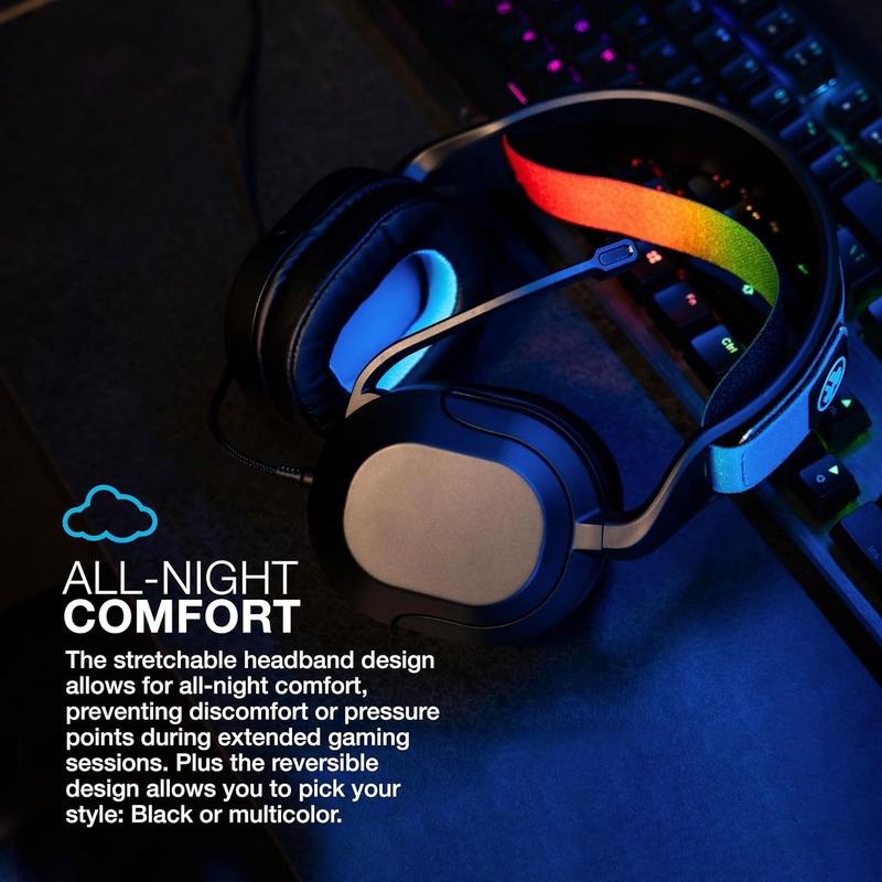 JLab Nightfall Gaming Headset, Flip-to-Mute Rotating Boom Mic, 50mm Drivers, Wired 3.5mm for PC, PS5, PS4, Xbox Series X S, Xbox one, Switch,