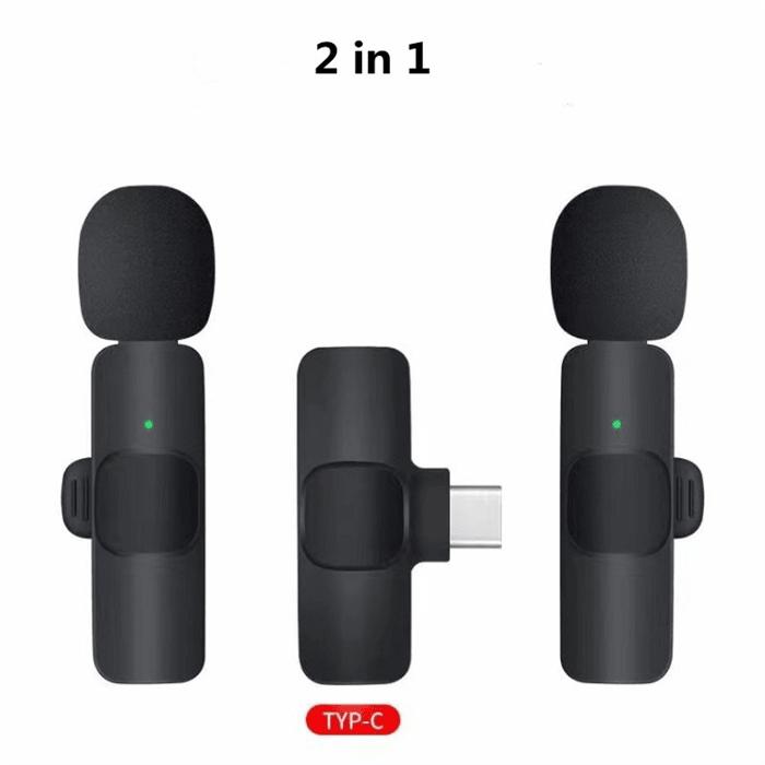 Wireless Lavalier Lapel Microphone for iPhone 15 Series Android Computer - Bluetooth Mini Phone Microphones for Video Recording - 2 Clip on Mics with USB C Interface for Tiktok YouTube Vlog