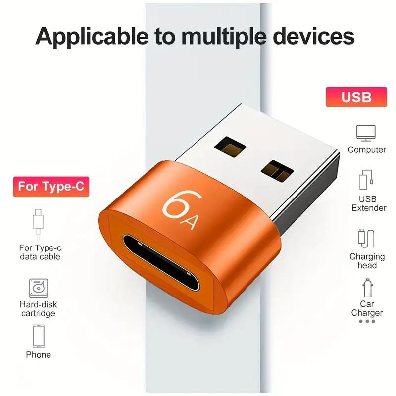 6A Fast Transfer Type-C to USB Adapter, 1 Count OTG Adapter, PD Adapter, Phone Type-C Charging Adapter for Samsung, Huawei, Android Phone, Laptop, Earphones