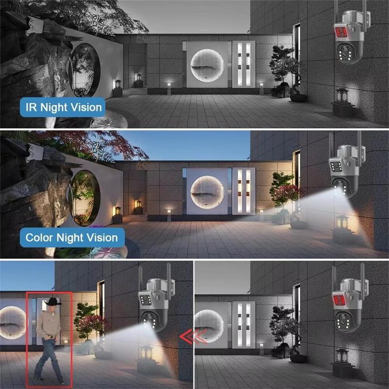 Solar Powered Wireless Outdoor Security Camera, 2K Wifi Security Camera with 360° View Pan Tilt, Low Power Consumption Solar CCTV,  Dual Lens Camera with Two-Way Audio