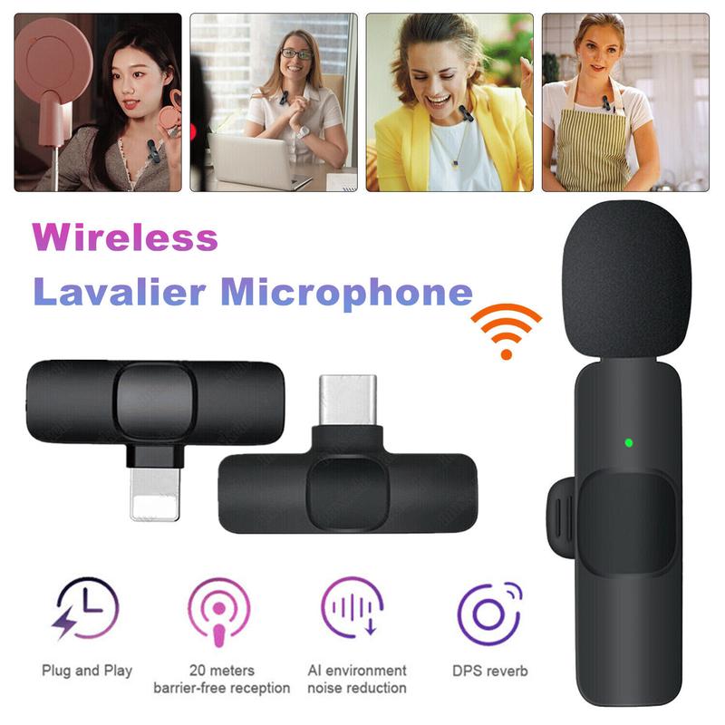 Wireless Lavalier Lapel Microphone for iPhone 15 Series Android Computer - Bluetooth Mini Phone Microphones for Video Recording - 2 Clip on Mics with USB C Interface for Tiktok YouTube Vlog