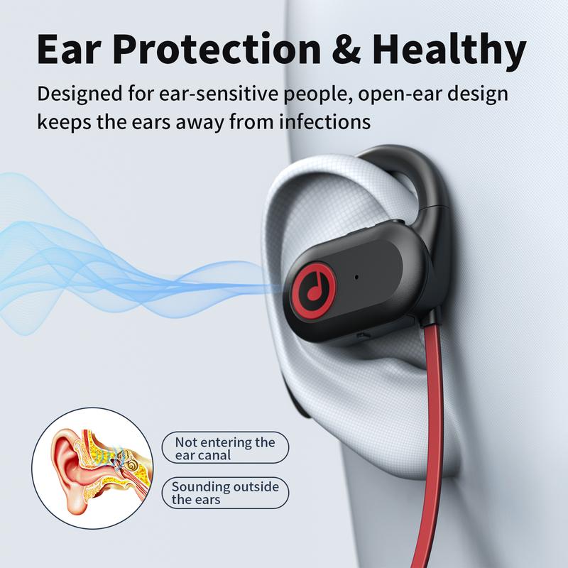 Open Ear Headphones, Wireless Headphones 16H Playtime with Deep Bass Stereo Sound Bluetooth Earbuds IPX7 Waterproof Sports Earbuds Bluetooth 5.3 Earphones with Earhooks for Gym Running c30i Audio Electronic Headset