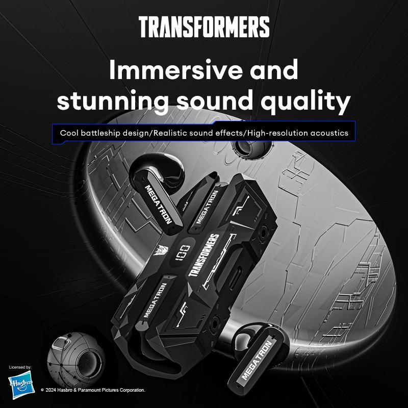 TRANSFORMERS TF-T51 Semi-in-ear Design Wireless Earphone, 1 Count Bluetooth-compatible 5.4 Chip Stable Connection Earphone, Long Battery Life Earbuds for Gaming