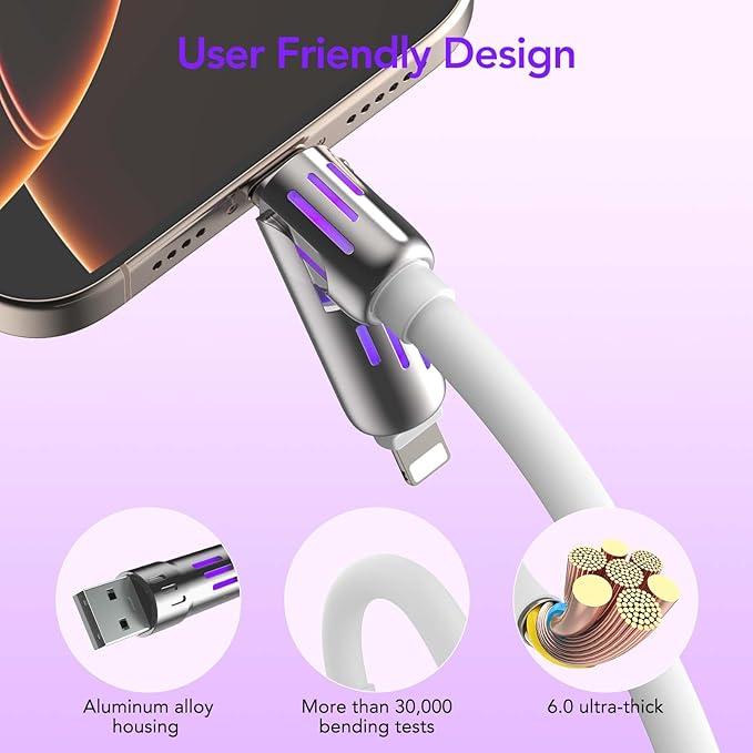 4 in 1 Charger, USB C Fast Charging Adapter [Max240W]  Cable Dual Charging Port Compatible with iPhone 15 14 13 Pro Max Plus iPad AirPods, Samsung Galaxy S23 S22 S10, samsung j3, Google us b Device Mobile Smartphone Electronic Cellphone orange  charger