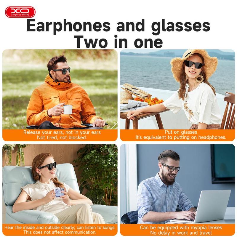 Smart Glasses Listenable Songs,Wireless Headphone Smart Glasses for Mobile Phone,200H Standby Time Long Battery, Athletic Outdoor UV Protection and Voice Control