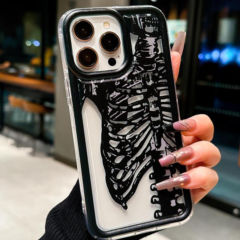 Skeleton Pattern Phone Case, Decorative Phone Protector Cover, Phone Accessories Compatible With iPhone 7 8 XR XS 11 12 13 14 15 Plus Pro Max