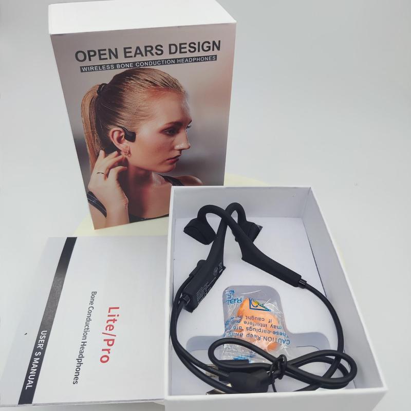 Wireless Earphone, Bone Conduction Headset, Business Headset with Adjustable Microphones, IP54 Waterproof Headphone for Training