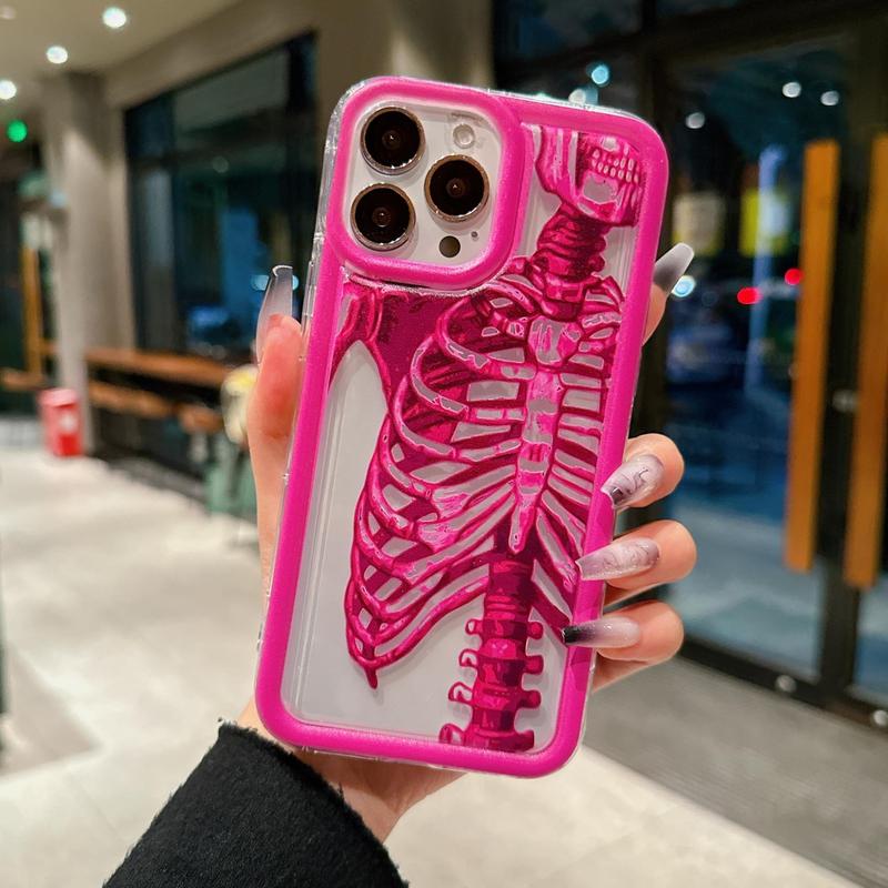 Skeleton Pattern Phone Case, Decorative Phone Protector Cover, Phone Accessories Compatible With iPhone 7 8 XR XS 11 12 13 14 15 Plus Pro Max