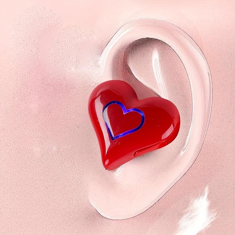 Heart Design Wireless Earphone, Earphone with LED Light, Waterproof Earbuds Suitable for Gaming, Student, Boyfriend, Girlfriend