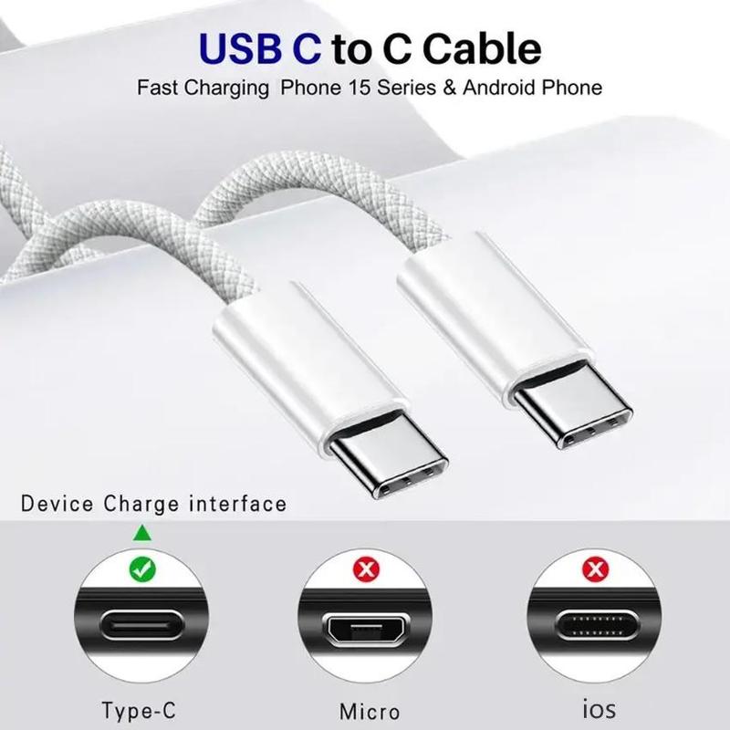 30W PD Fast Charging Data Cable, 1 Count USB-C to USB-C Data Transfer Cable, Phone Accessories for iPad iPhone 15 Pro Max 15 Plus & Other Android Phones