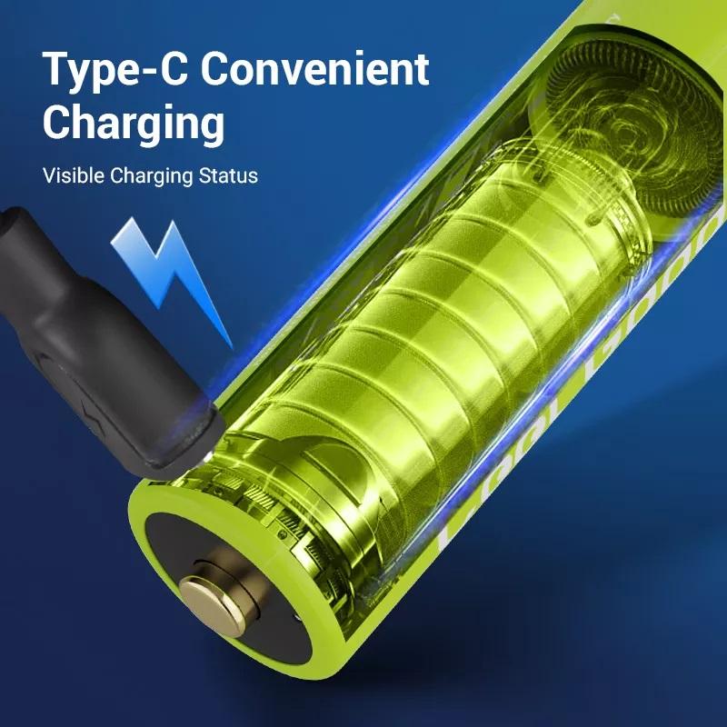 4-Pack AA AAA Type-C Rechargeable Li-ion Battery  Charging, Batteries Accessories Devices Port Lithium, Sustainable & Cost-Effective