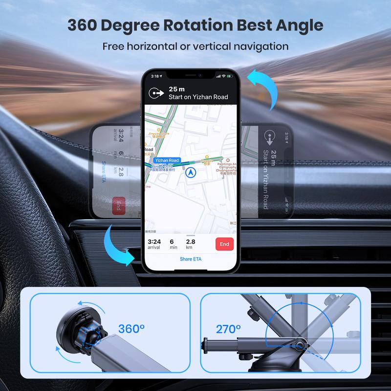 TOPK Car Phone Holder Magnetic Phone Car Mount for Car Dashboard and Windshield with Strongest Magnet for Cellphones