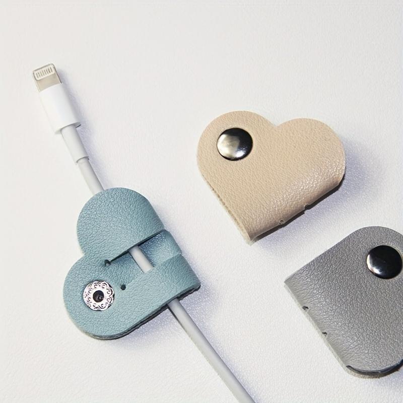 Earphone Cable Storage Bag, 6 Counts Heart Shaped  Cable Organizer, Cable Management Tool for Home Office Travel