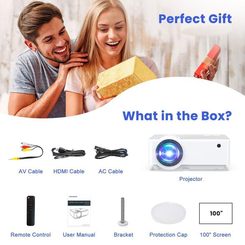 GROVIEW Mini Projector, 1080P HD, Portable Movie Projector with 100