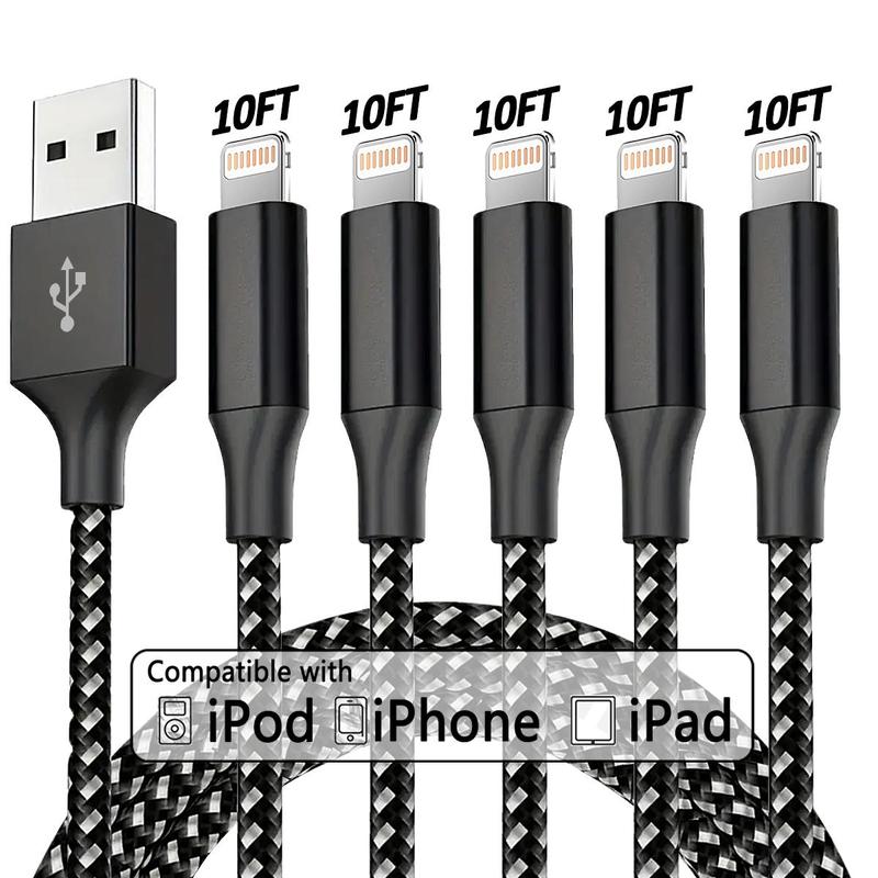 10FT [Apple MFi Certified] USB A Data Cable, Fast Charging Cables, Durable Nylon Braided USB Data Line Compatible with iPhone Apple 14 13 12 11 Pro Max XR XS X 8 7 6 Plus SE, Phone Charger, Summer Gift, Portable Chargers