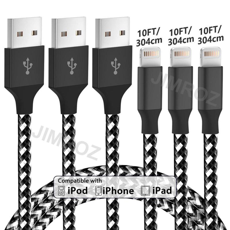 10FT [Apple MFi Certified] USB A Data Cable, Fast Charging Cables, Durable Nylon Braided USB Data Line Compatible with iPhone Apple 14 13 12 11 Pro Max XR XS X 8 7 6 Plus SE, Phone Charger, Summer Gift, Portable Chargers