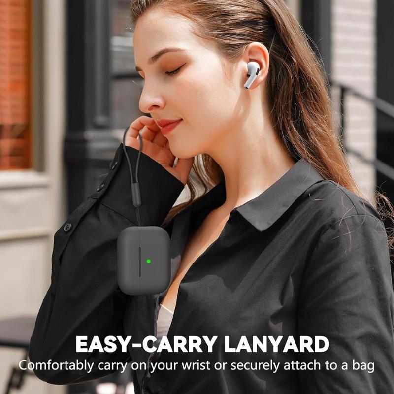 Earphone Case with Cleaning Brush Set, Soft Silicone Earphone Protective Cover with Lanyard, Earphone Case for AirPods Pro 2nd Gen