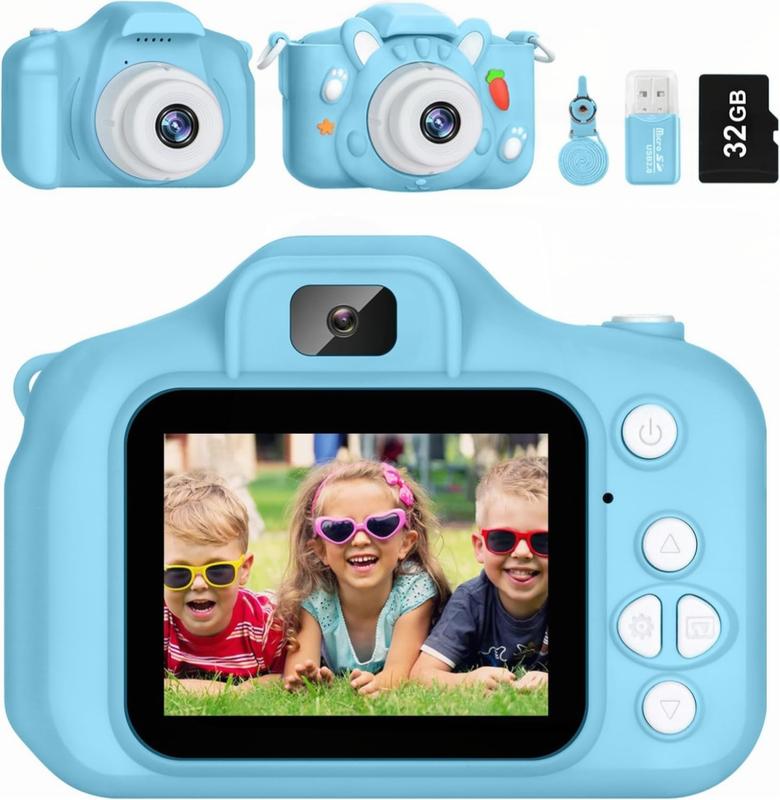 Kids Camera for Boys and Girls,Digital Camera for Kids Toy Gift, Toddler Camera Christmas Birthday Gifts for Age 3-12 with 32GB SD Card, Video Recorder 1080P IPS 2 Inch