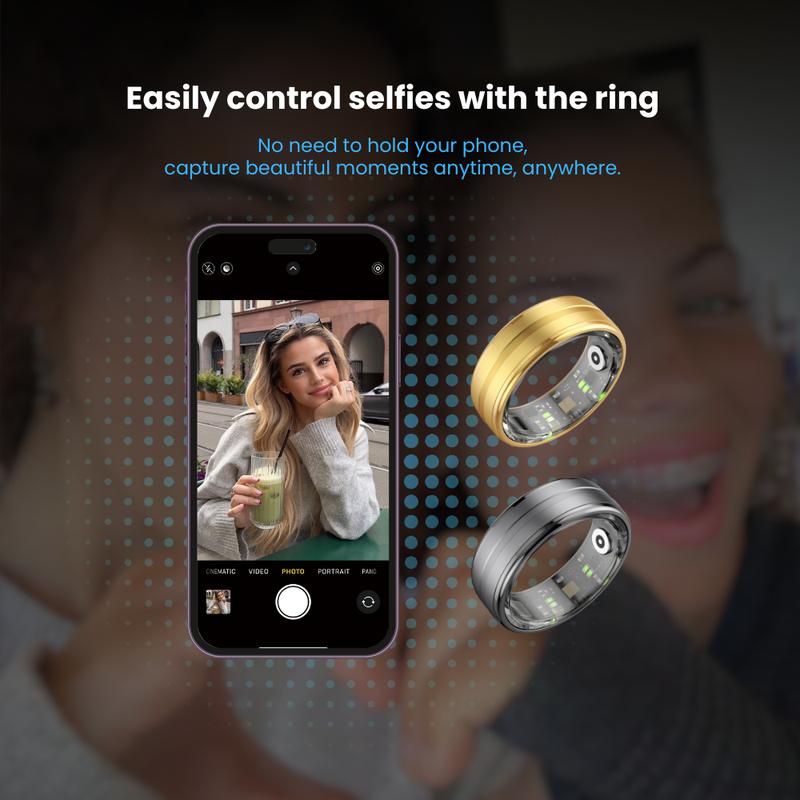 LuuLake Smart Ring RL: Fitness Data Tracking, Sleep Monitoring, Heart Rate, Blood Oxygen, Selfies & Waterproof Android ios Workout